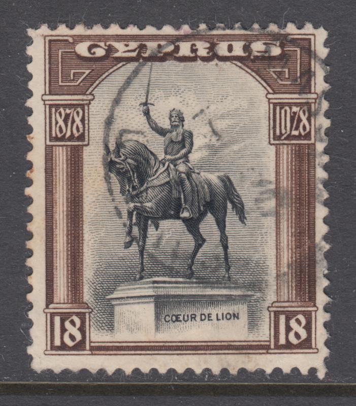 Cyprus Sc 121 used. 1928 18pi statue of Richard Coeur de Lion in London, sound