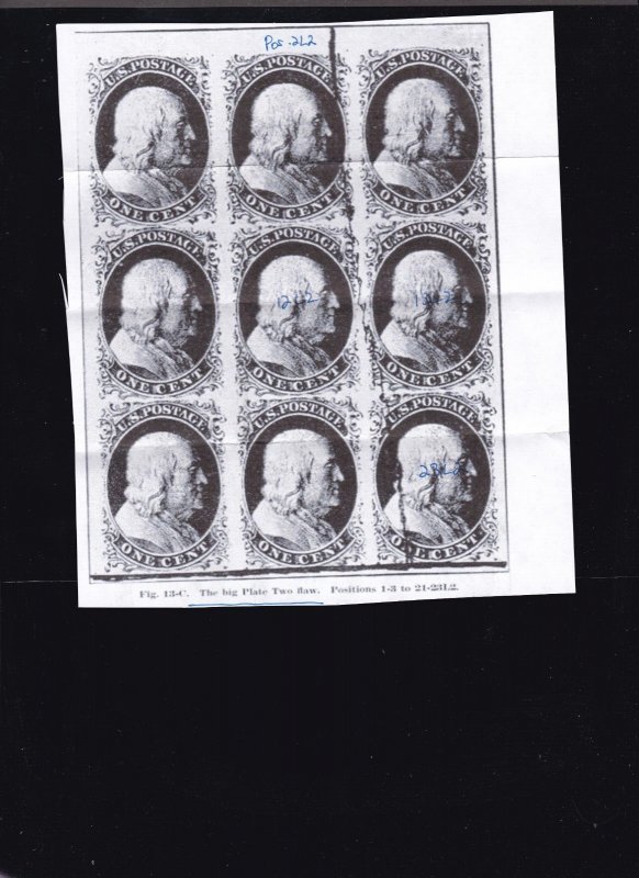 US 7 1c Franklin Cracked Plate Reconstruction VF appr w/ 4 PSAG Certs SCV $1820