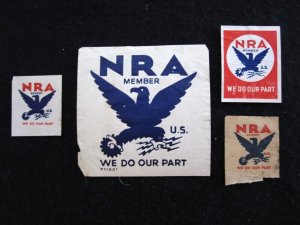 US - ASSORTMENT OF 'NRA' ADVERTISING STAMPS AND MEMBER LABELS