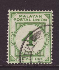 1936 Malaya Postal Union 4c Postage Due F/U