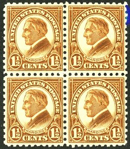 U.S. #582 MINT BLOCK OF 4 OG NH