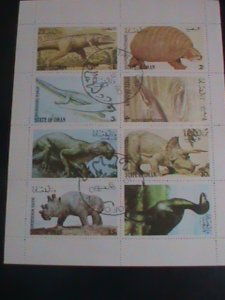 STATE OF OMAN STAMP-1980- -PREHISTORY ANIMALS CTO  S/S SHEET