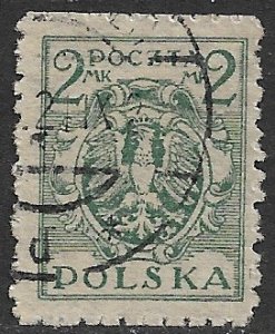 POLAND 1920-22 2m Polish Eagle Issue Sc 150 VFU