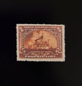 1898 3/8c U.S. Internal Revenue, Battleship, Interesting Color Scott RB22 Mint H