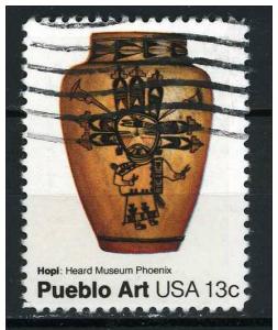 USA 1977 - Scott 1708 used - 13c, Pueblo Pottery, Hopi Pot 