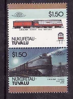 Tuvalu-Nukufetau-Sc#39- id5-unused NH Trains-Locomotives-1985-88-