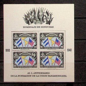 HONDURAS Sc C99 NH PERF SOUVENIR SHEET OF 1940 -PAN AMERICAN UNION