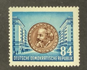 Germany, DDR 1953 Scott 146 MH - 84pf, Karl-Marx-Allee, Karl Marx medallion