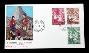 Vatican City #420-422 FDC Nativita 1963 C. Dabrowska Cachet #420 ERROR