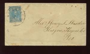 Confederate States 2 Used Tied by Black SAVANNAH GA CCL on Cover LV4444