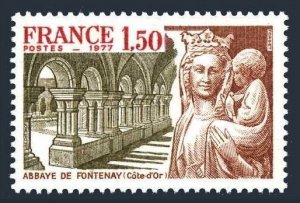 France 1545 two stamps, MNH. Michel 2034. Tourist 1977. Abbey, Pont-a-Mousson.