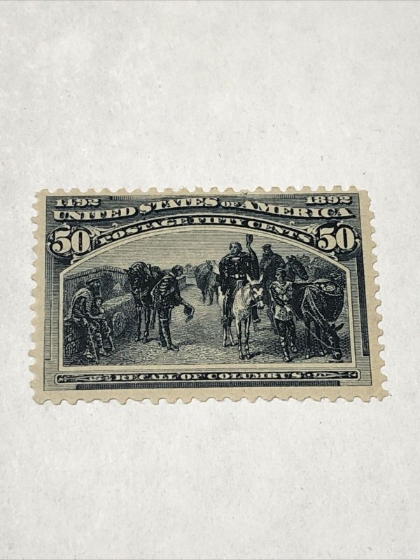 US 240 Unused  50c Columbian PF Certified Previously Hinged Original Gum