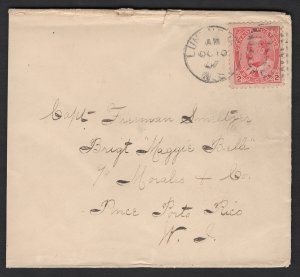 1907 2c Empire rate per 1 oz 75 to Puerto Rico, early example of rate eff Oct...