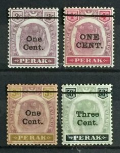 MALAYA PERAK 1900 Tiger overprint 4V Mint SG#81-83&85 M3987