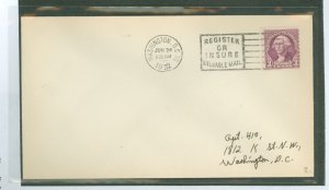 US 721 1923 3c washington, gilbert stuart portrait, coil on uncacheted, addressed FDC, washington, dc 16 cancel
