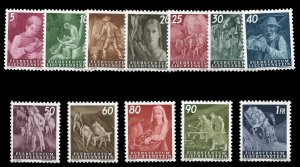 Liechtenstein #247-258 Cat$110, 1951 Designs, complete set, never hinged