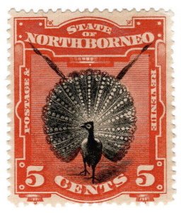 (I.B) State of North Borneo Postal : 5c Black & Orange-Vermillion