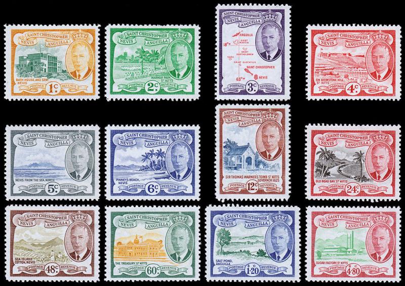 St. Kitts-Nevis Scott 107-118 (1952) Mint LH VF Complete Set, CV C