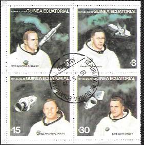 Guinea Equatorial Block of 4 - Space  Gemini. Apollo Astronauts