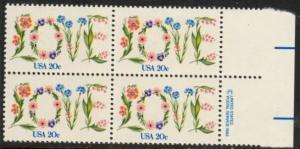 US Stamp #1951 MNH LOVE MI Block / 4