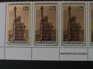 ​PENRHYN ISLAND-1986- SC#340 CENTENARY OF STATUE OF LIBERTY-MNH-IMPRINT STRIP-VF