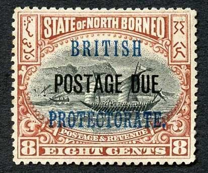 North Borneo SGD43 8c Black and Brown Post Due Mint no gum Cat 40 Pounds 