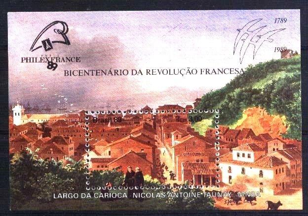 BRASIL BRAZIL 1989 ART PAINTING PHILEXFRANCE, FRENCH REVOLUT S/S YV BL 77 MI 78