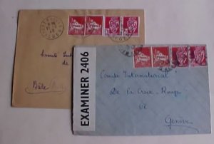 ALGERIA  POW RED CROSS GENEVA 1943 ONE CENSORED WITH 4 STAMP IN EACH COVER