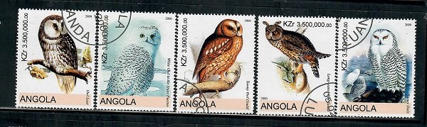 Angola Used Birds / Owls partial set CTO