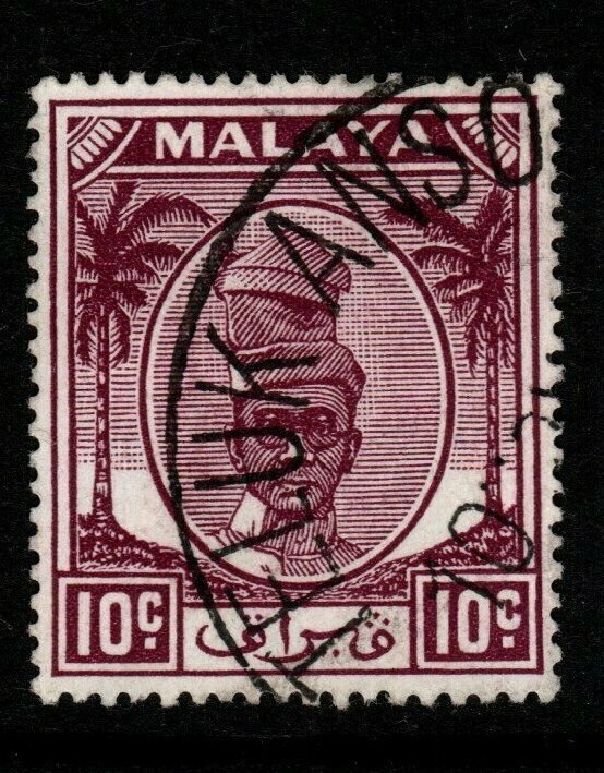 MALAYA PERAK SG136a 1956 10c BROWN-PURPLE FINE USED