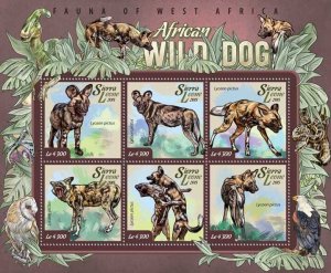 SIERRA LEONE - 2015 - African Wild Dogs - Perf 6v Sheet - Mint Never Hinged