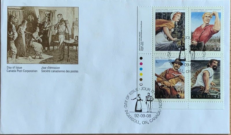 CANADA FDC 1992 FOLK HEROES ..STAMPS ARE CAT £6