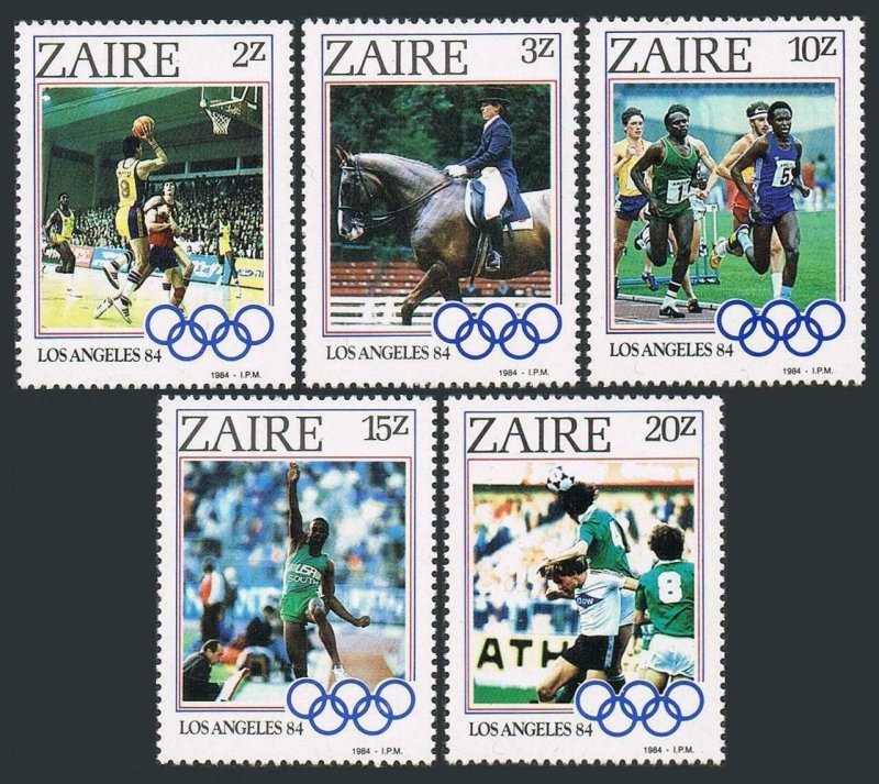 Zaire 1154-1158,1159,MNH.Mi 861-0865,Bl.49. Olympics Los Angeles-1984.Basketball