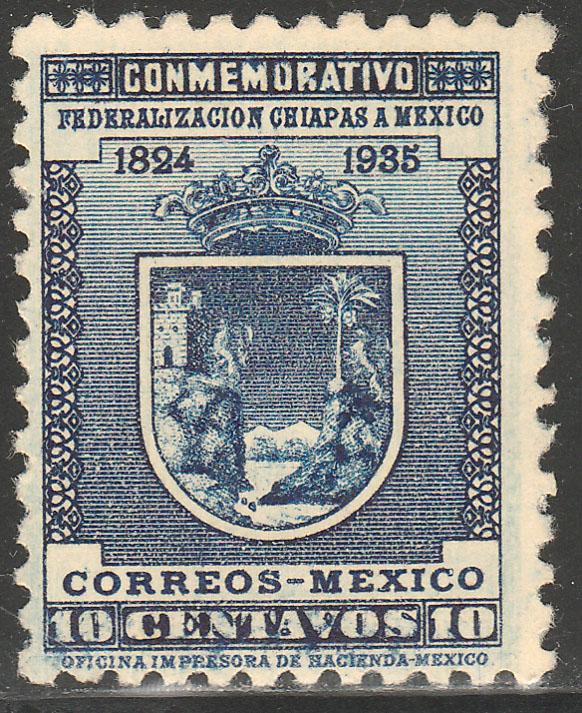 MEXICO 734, 10cents CHIAPAS STATEHOOD, WMK SECRETARIA & LINES  UNUSED H OG. F-VF