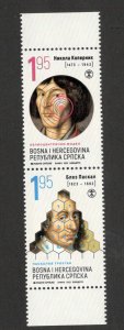 BOSNIA SERBIA - PAIR - FAMOUS - NICHOLAS COPERNICUS AND BLAZE PASCAL- 2022.