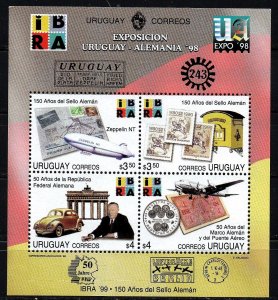 Uruguay stamp 1998 - Uruguay Germany philatelic exhibition montevideo sheet of 4