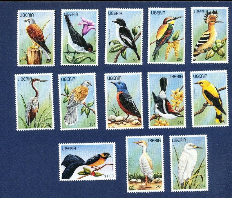 LIBERIA - Scott  1212-1213 (13 different) - FVF MNH - BIRDS - 1996