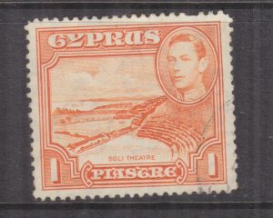 CYPRUS, 1944 KGVI 1/2pi. Orange, perf. 13 1/2 x 12 1/2, used.