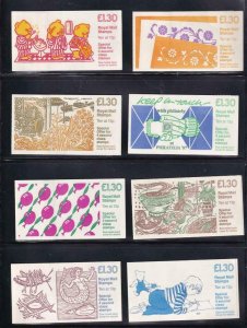 GB BK # 526-533 VF-MNH 8 DIFFERENT COVERS BOOKLETS PO FRESH CV $52+