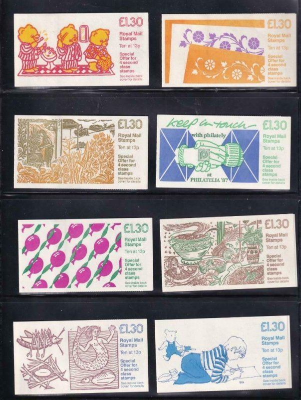 GB BK # 526-533 VF-MNH 8 DIFFERENT COVERS BOOKLETS PO FRESH CV $52+