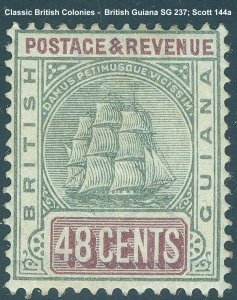 British Guiana Scott 144a; SG 237 - Unused Hinged with Pencil Mark on back