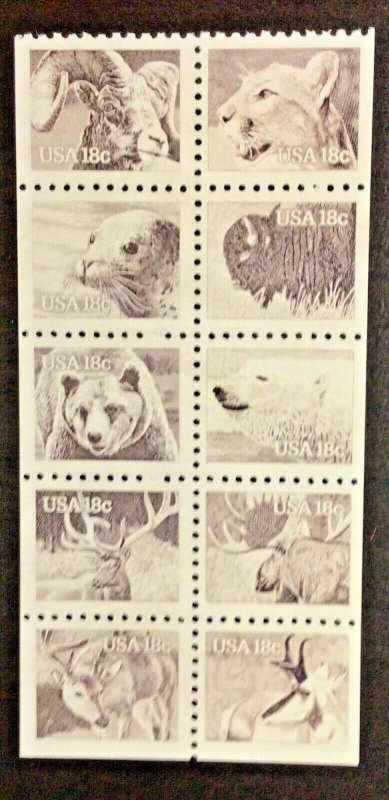 1889a  Wildlife MNH 18 c Lot of 10 booklet panes of 10 w/o tabs  FV $18.00