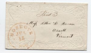 1850s Honeoye NY red CDS stampless liadies' cover paid 3 rate [6525.686]