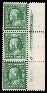 USA 374 Mint (NG) Plate # Strip of 3 (Imprint X)