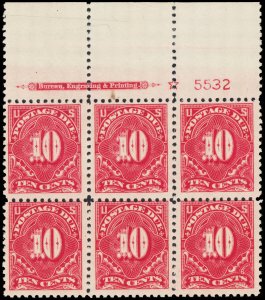 U.S. B.O.B. PLATE BLOCKS J65a  Mint (ID # 114076)