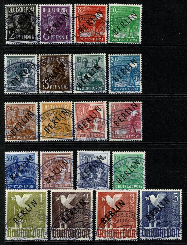 GERMANY BERLIN 1949 2pf-5m FULL SET USED (VFU) SG B1-B20 Wmk.230 P.14 SUPERB