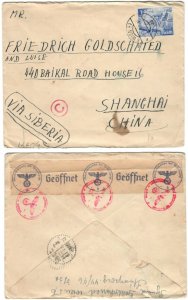 Wien Austria 1940 to Shanghai China via Siberia Nazi censorship  judaica Jewish