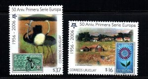 2005 Uruguay Europe stamps 50th anniversary ostrich bee #2121 - 2122 ** MNH