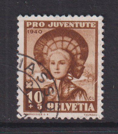 Switzerland   #B107  used  1940  Pro Juventute  10c  girl of Thurgau