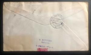 1957 Sao Pablo Brazil Airmail Registered Cover To Sachsen DDR Germany